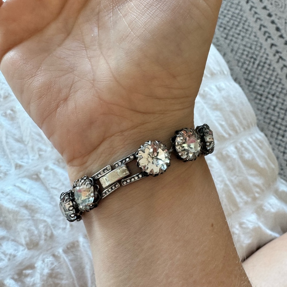 Oversized silver gem bracelet